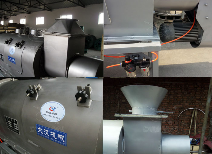 氣旋篩：電機(jī)，進(jìn)料口，氣壓裝置等特寫圖片