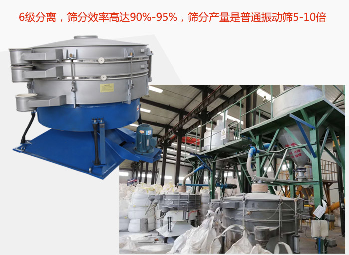 搖擺篩采用6級分離，篩分效率高達(dá)90%-95%，篩分產(chǎn)量是普通振動(dòng)篩5-10倍