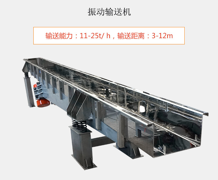 振動輸送機：輸送能力：11-25t/ h，輸送距離：3-12m