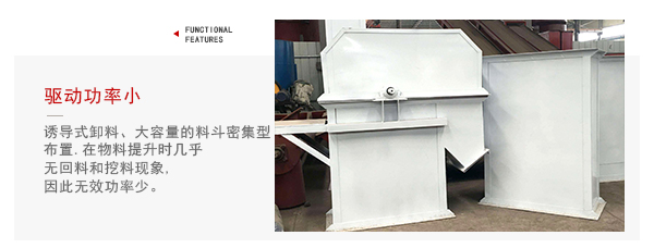 TD型斗式提升機驅(qū)動力小，無回料等特點展示圖。
