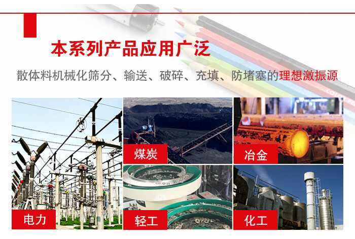 yzs振動(dòng)電機(jī)多用于物料的篩分，輸送（短距離），破碎，充填等作用。